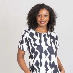 Black and White Geo Print Maxi Dress